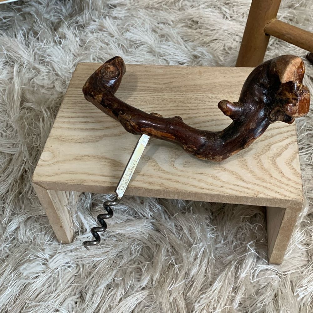 Laurent Siret Rocheford Burl Wood‎ Grapevine Corkscrew Wine Bottle Opener Vtg